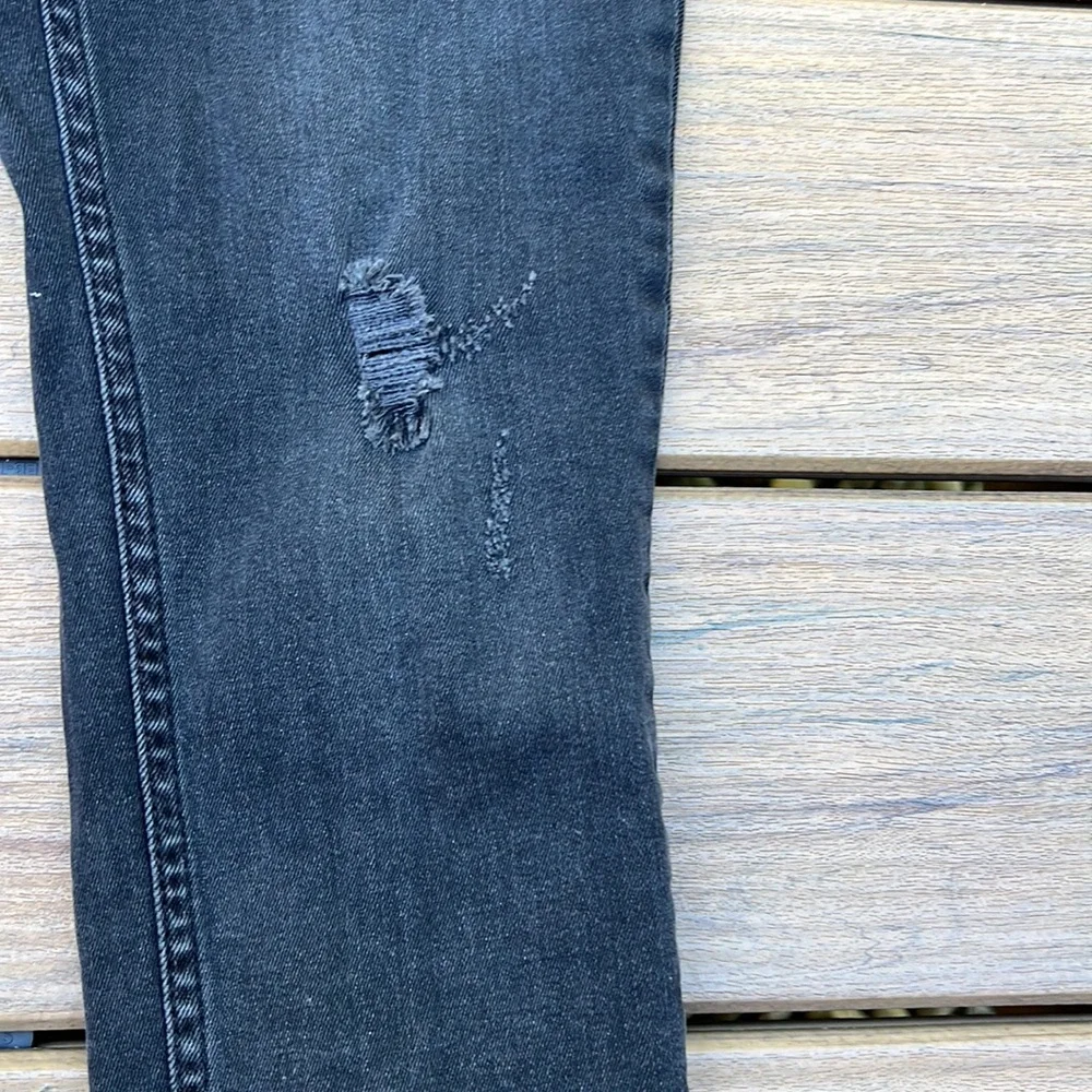 Free People Streetwear Fringe Frayed Raw Crop Hem Black Jeans Capsule Denim